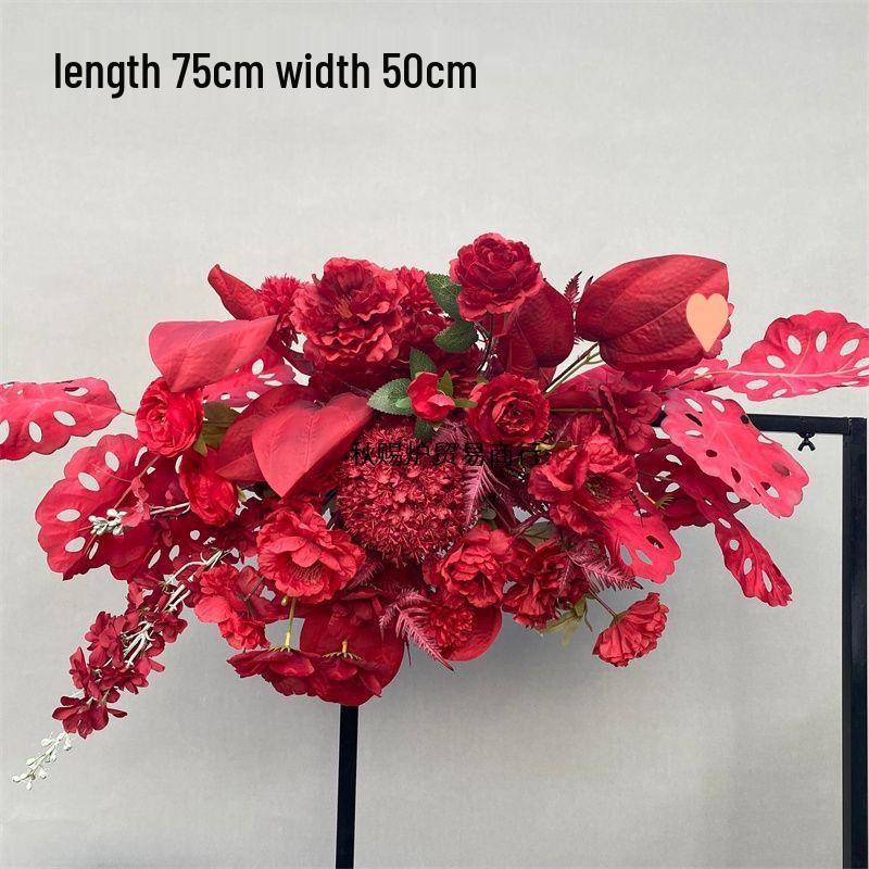 Red Chinese Wedding Banquet Aisle & Stage Floral Arrangement - Silk Flowers