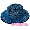 Rhinestone Fedora Jazz Hats Cowboy Hat For Women And Men Double-Sided Color Cap Red With Black Diamond Fedora