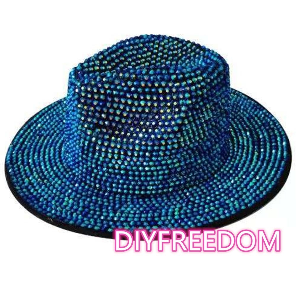 Rhinestone Fedora Jazz Hats Cowboy Hat For Women And Men Double-Sided Color Cap Red With Black Diamond Fedora