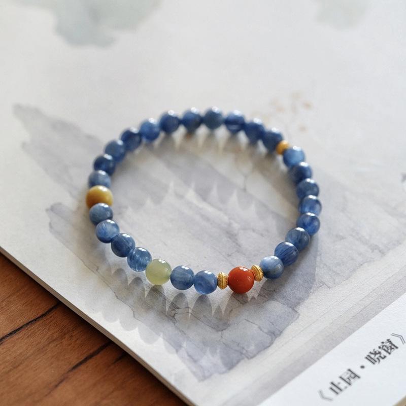 Natural stone crystal geometric beaded bracelet retro high-end bracelet women's niche light luxury versatile jewelry