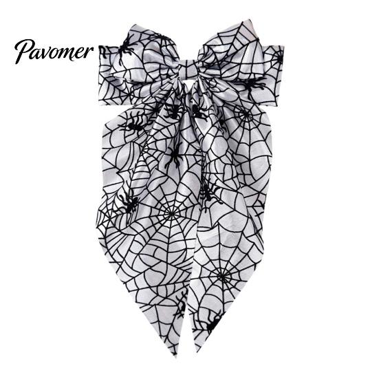 Fashionable Hair Bows for Dates Halloween Bow Clip Women Girls, Spider Web Barrettes Satin Ribbon Clips, Large Bowknot Accessories Cosplay Party