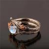 Vintage Maple Leaf Branch Double Layer Ring, Light White Gemstone Jewelry for Women Men Holiday Party