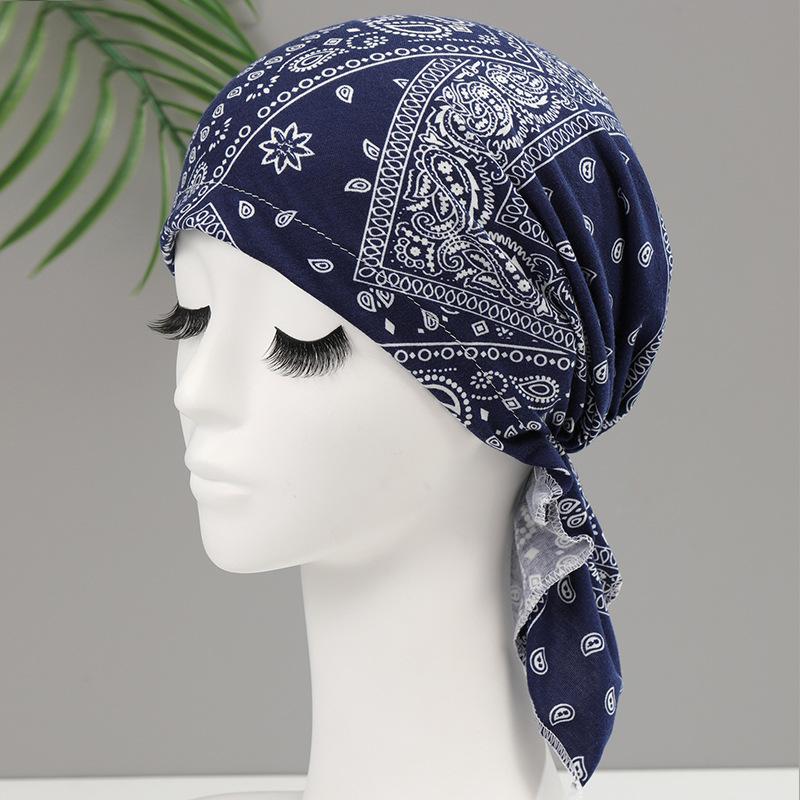 Hat Female Triangle Scarf Pirate Hat Headscarf Hat Head Cap Chemotherapy Cap Casual Printing Dust Hat Ethnic Hat