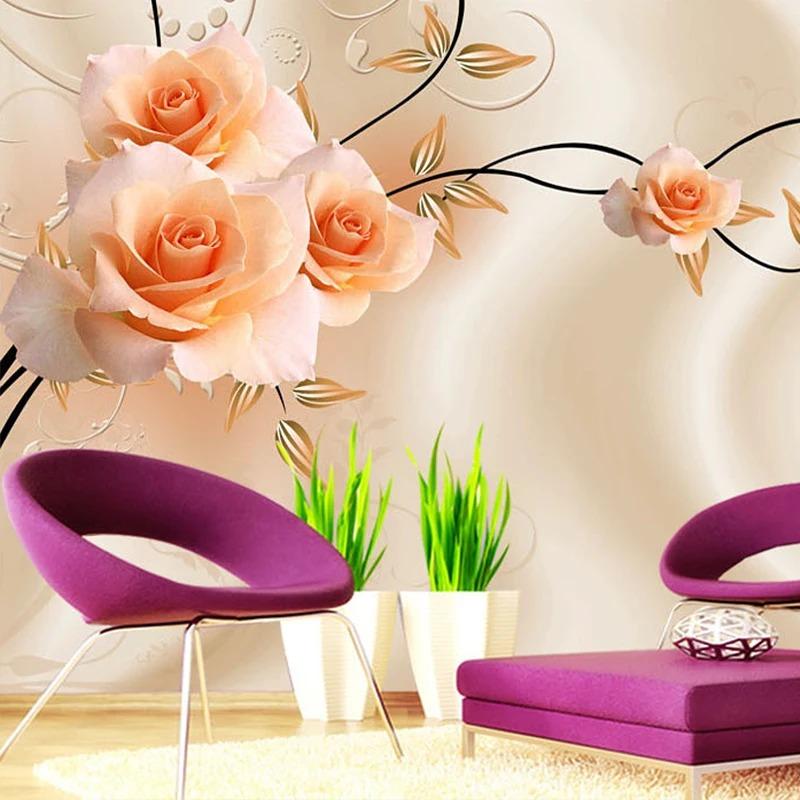 Flowers Photo Wallpapers Floral Rose Mural For Tv Sofa Backdrop Living Room Bedroom Wall Murals Home Decor