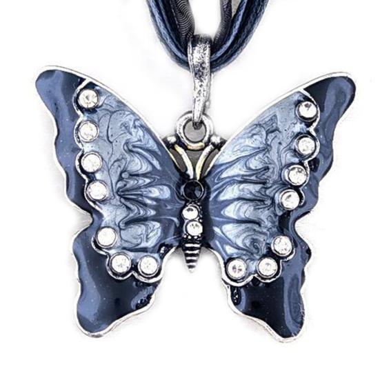 Collier pendentif papillon en émail pour femmes, Vintage, strass, bijoux de fête, cadeau