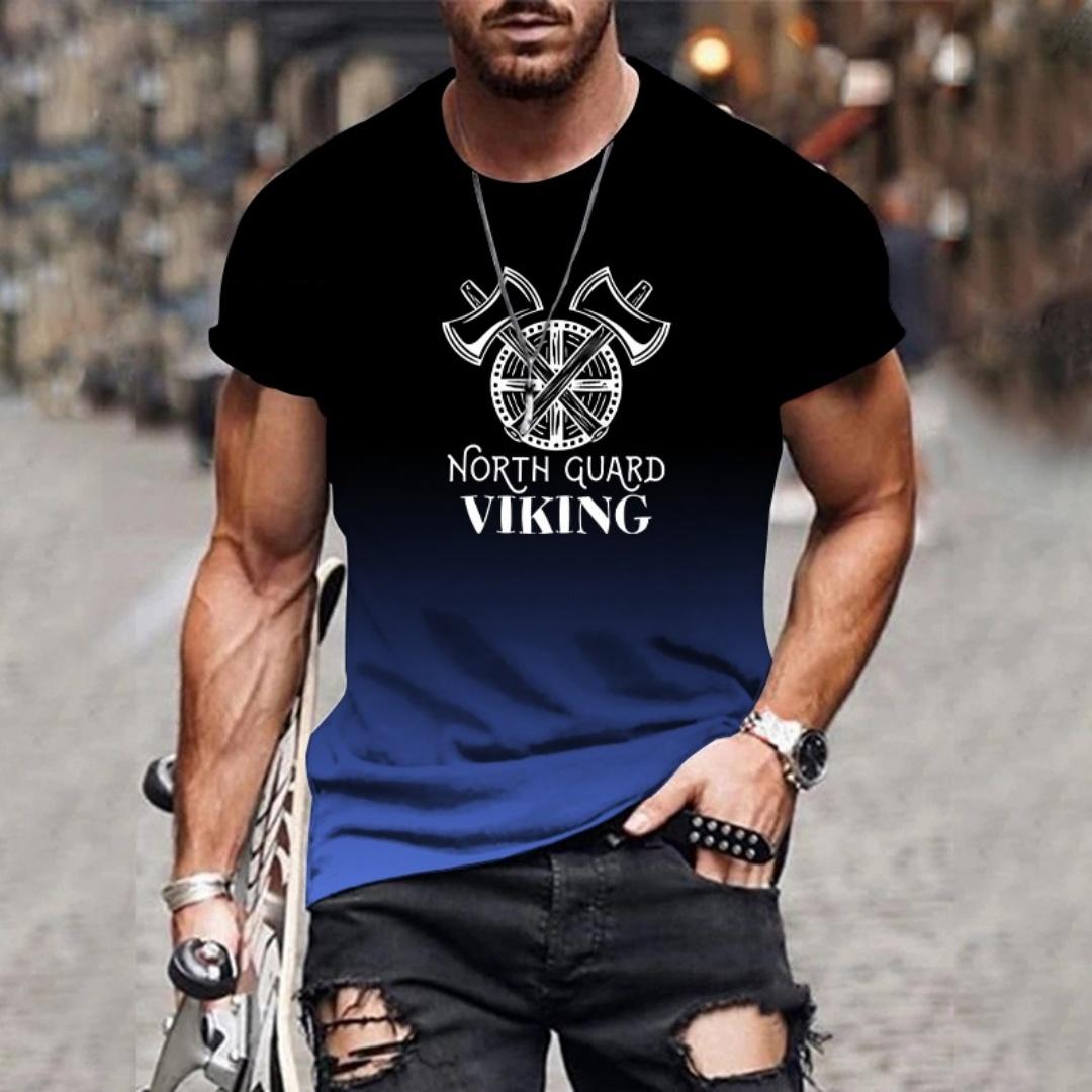 

Летняя модная стильная футболка с графическим принтом викингов, мужская одежда, повседневные футболки Harajuku с круглым вырезом, большие футболки, топы M