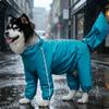 Four-Legged Dog Raincoat Gender Specific Design Full Coverage Dog Raincoat Pet Apparel Hood with Clear Visor for Large Dogs