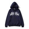 Felpa con cappuccio unisex a maniche lunghe con zip Vestibilità ampia Stile gotico scuro Felpa con stampa di lettere Giacca