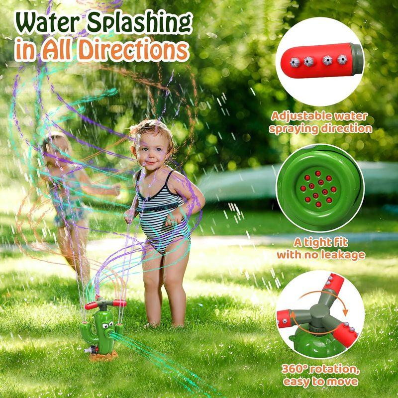 Cactus Sprinkler Outdoor Water Spray Toy Backyard Garden Water Toys Summer Yard Cartoon Splash Sprinkler Baby Bath Toy for Kids