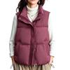 Women's Color Loose Fit Stand Collar Sleeveless Jacket