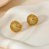 European and American retro design sense niche hollow diamond hemisphere stud earrings plated with 18k gold stainless steel waterproof earrings