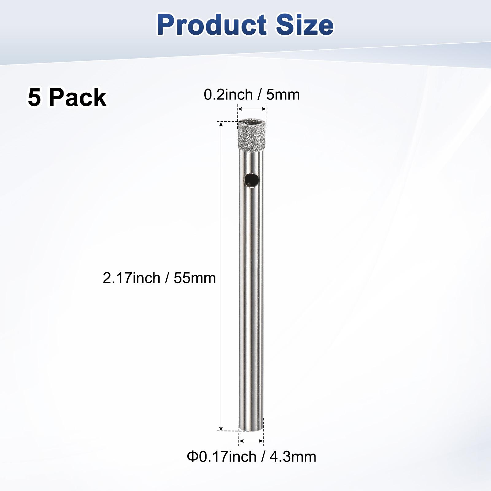 

5pcs Diamond Hole Saw Drill Bit 3-18mm Glass Drill Bit for Ceramic/Marble/Granite Stone/Bottles/Tile Cutting [Silver Tone] Round