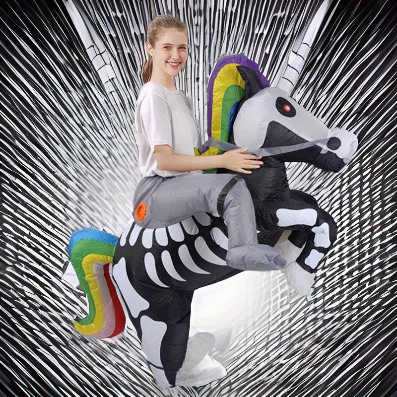 Inflatable Unicorn Skeleton Costume for Adults - Halloween Party Roleplay Festival Stage Performance Riding Unicorn Accessory
