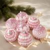 Christmas Ball Ornaments Set 9Pcs Glitter Pink Floral Ball Hanging Decorations Shatterproof Baubles for Party