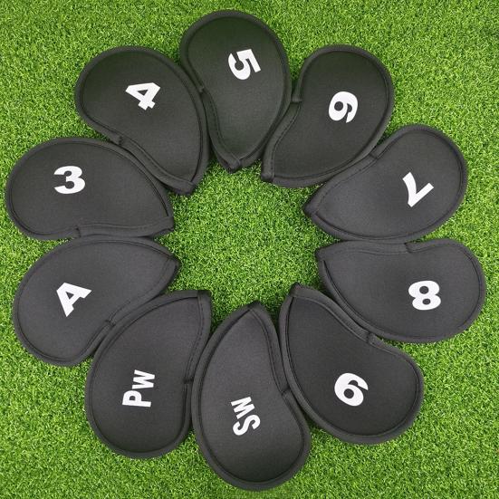 10Pcs Golf Club Headcover Sets, Golf Driver Iron Putter Cloth Cover with Number, Golf Club Protection Covers, Golf Club Accessories