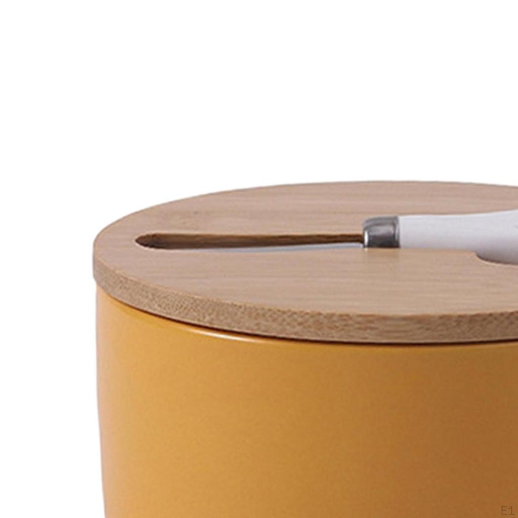 Butter Dish with Lid and Knife for Countertop, Round Ceramic Butterdish, Cheese Holder, Counter