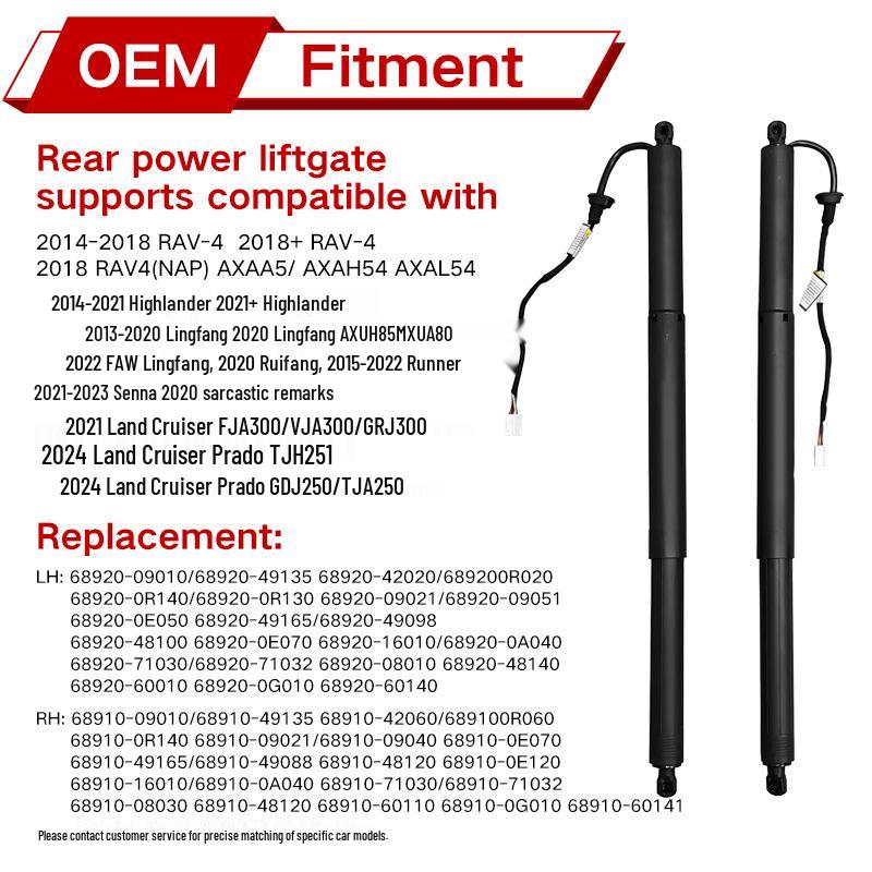 Elektriska baklucksbälgare för Toyota: RAV4, Highlander, Ruifang, Lingfang, Fortuner, Land Cruiser