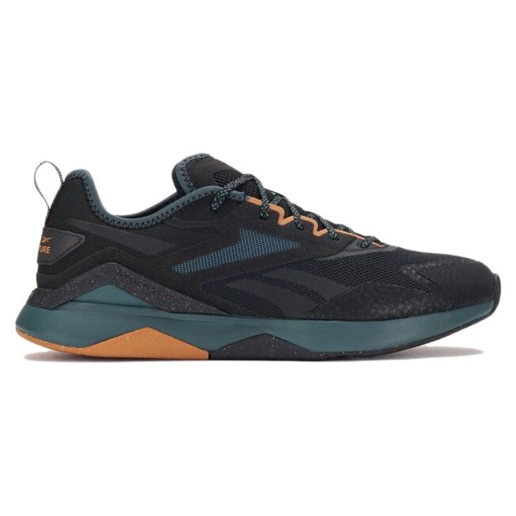Reebok Nanoflex Leichte Komfort-Trainingsschuhe, Abriebfest, Atmungsaktiv, Niedrig geschnitten, Herren, Schwarz-Orange 100033332