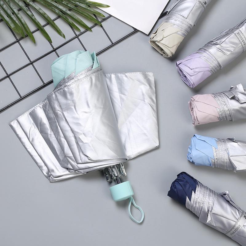 Tianti 336T Silver Coated Three-Fold Sun & Rain Umbrella with UV Protection - Custom Logo Option