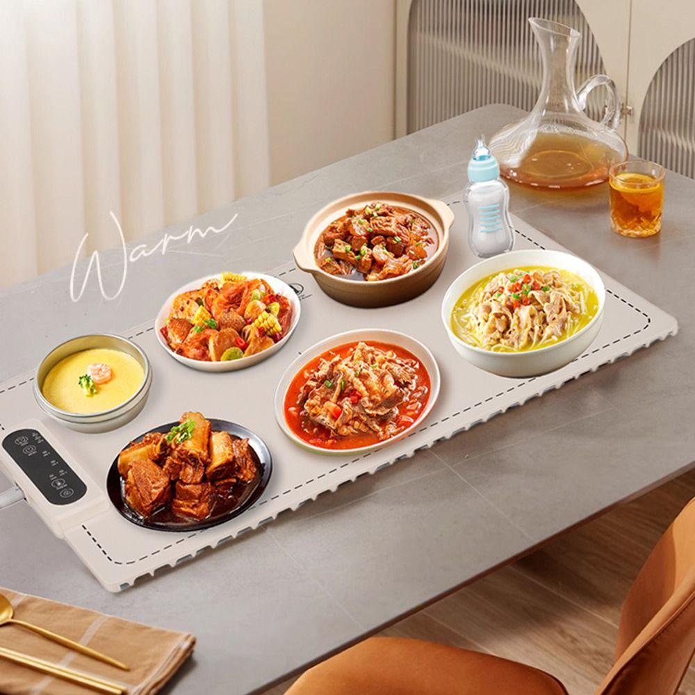 Plug in Electric Insulation Board Foldable Hot Dish Heating Pad Food Warm Tray  Family