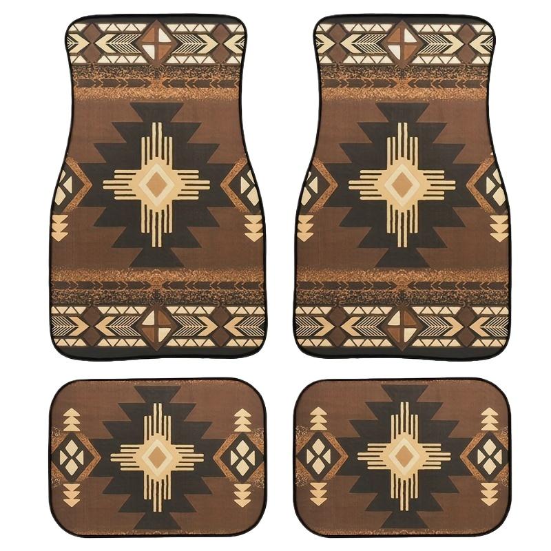 Boho-Chic 4pcs Car Floor Mats Set - Fit for Sedans, SUVs & Vans | Durable Polyester Front & Rear Protection, Car Supplies