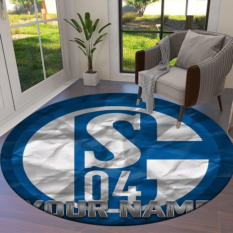 FC Schalke 04 Custom Name Round Area Rug,Carpet Rug for Living Room Bedroom Sofa Playroom Decor,Non-slip Floor Mat