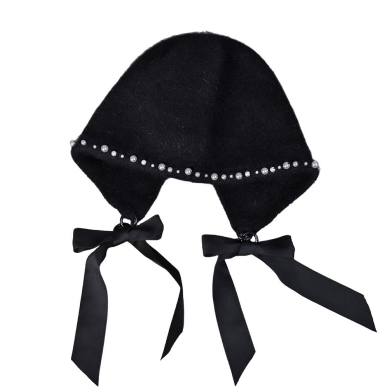 

Bowknot Fleece Hat Trendy Ear Protecting Hat Casual Outfit Hat Dating Fashion Fashion Accessory for Ladies 1