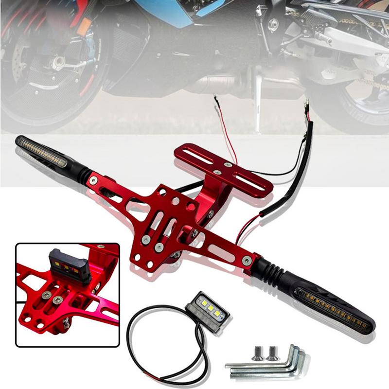 License Plate Holder Light Kit Tag Plate Frame Mount LED Turn Light Motorcycle Accessories Taillight Assembly Waterproof