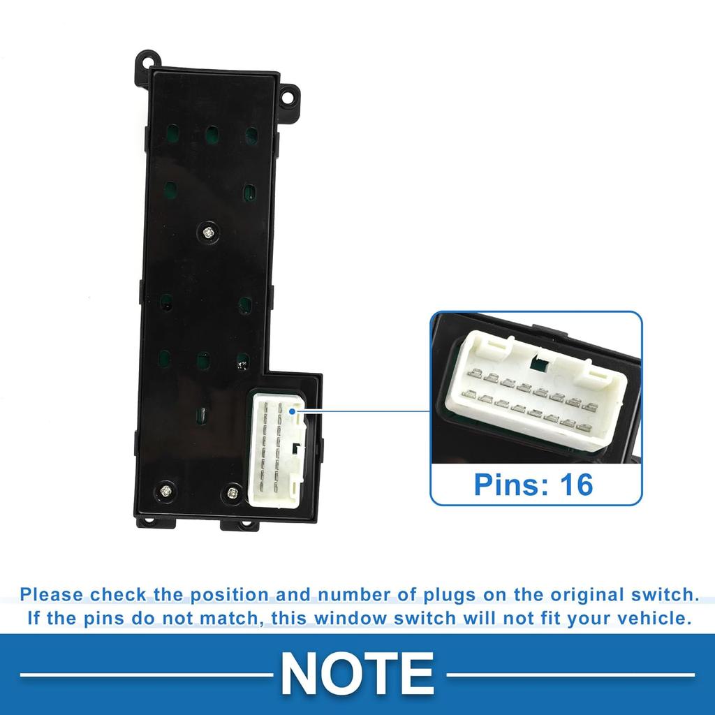 Power Window Switch No.935702L010 Front Left Driver Side Window Control Switch for Hyundai Elantra 2009-2012 Black