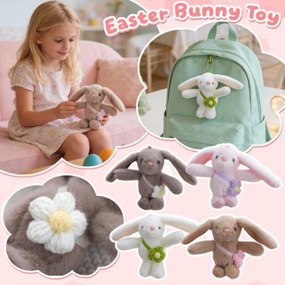Plush Bunny Keychain Soft Stuffed Animal Bag Charm Accessory with Flower Decoration Suitable for Backpack Purse or Keyring
