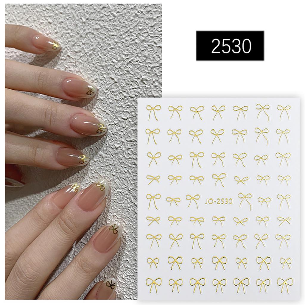 Born Beauty Black White Gold Stickers Ribbons Bowknot Butterfly 3D Sweet Self-adhesive DIY Nail Decoration Decals