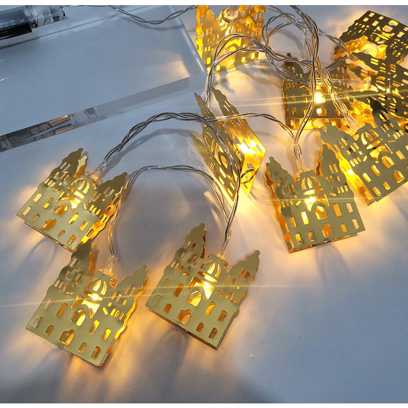 Indoor LED Moon & Star Iron Art String Lights for Eid al-Adha Decor