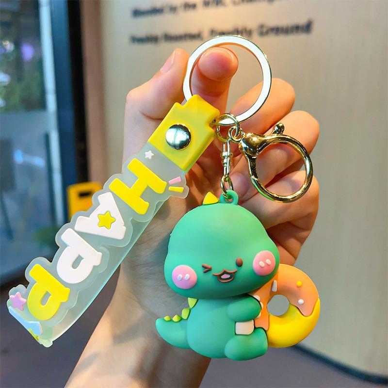 

Силиконовый мультяшный очаровательный брелок-динозаврик для ключей от машины и аксессуаров зелёный