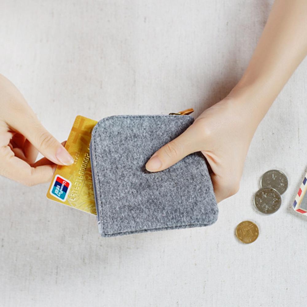 Fashion Wool Felt Mini Coin Purse Wallet Women Men Change Bag Credit Card ID Holder Wallets Key Chain Mini Bag Felt Retro Bag
