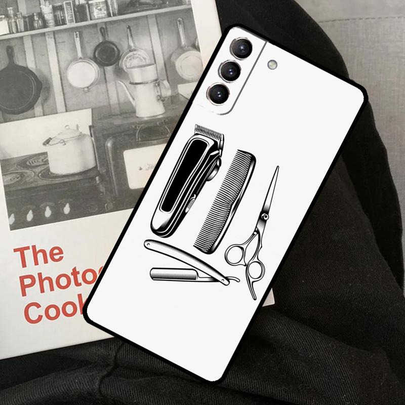 Barber Shop Hair Stylist Phone Case For Samsung Galaxy S22 S23 S24 Ultra S20 S21 S24 FE S9 S10 Plus Note 10 20 Ultra