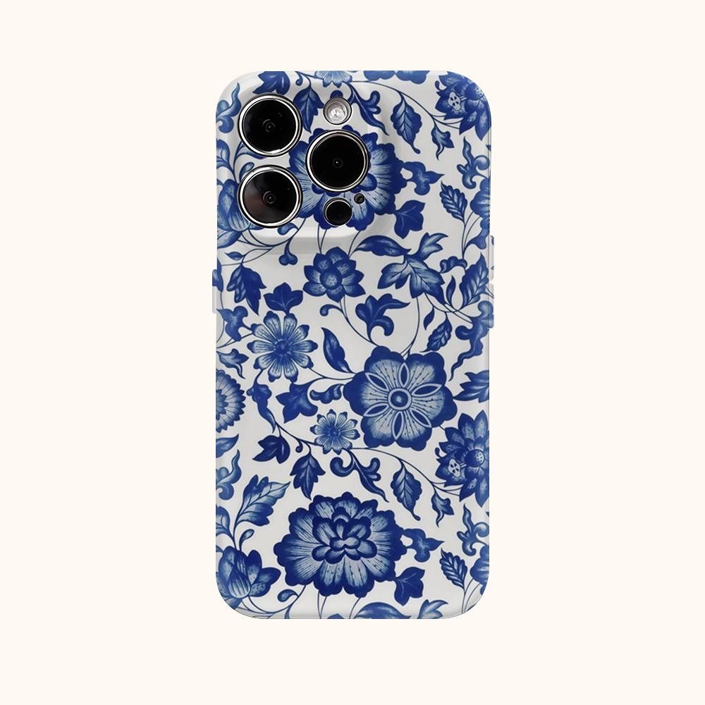 Blue & White Floral MotifFor Magnetic Phone Case for IPhone 17 16 15 14 13 Pro Max Plus Single Double-layer Tough Case