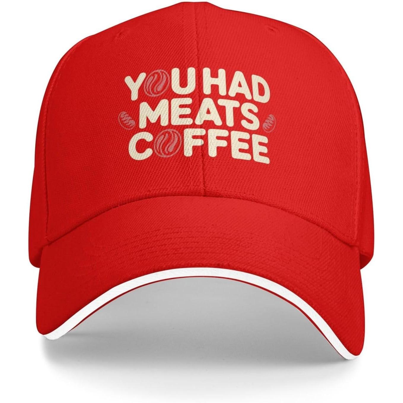 

You Had Meats Coffee Baseball Cap Funny Graphic Polyester Casual Adjustable Hat Adjustable красный