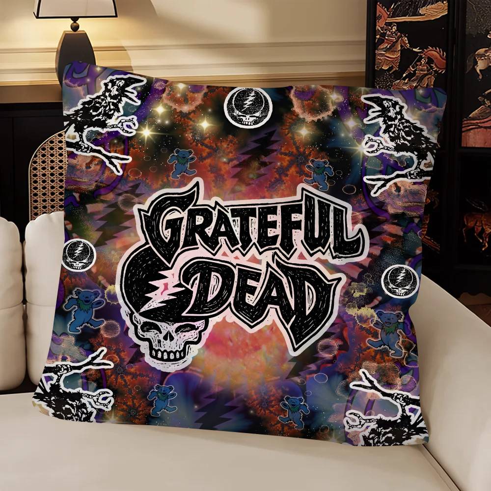 Band GGrateful DDead Pillow Case Fashion Square Pillowcase Bedroom Sofa Room Ins Decoration Leisure