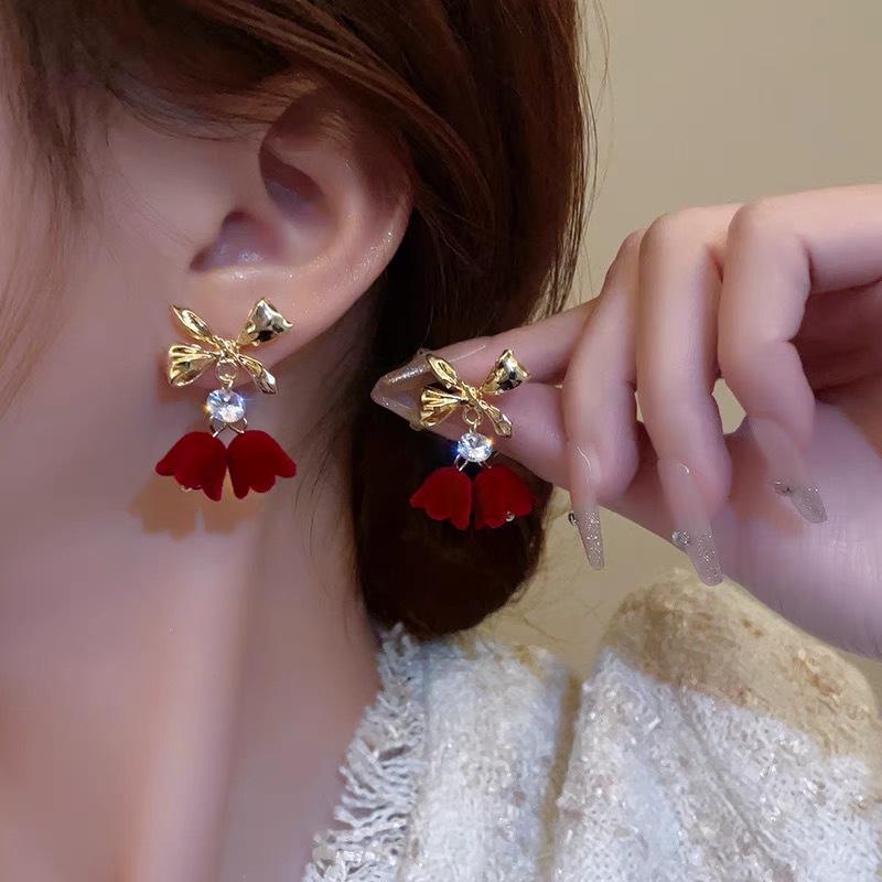 Cercei Ancola Roșu Argintiu Geometrici cu Picătură de Ulei - Modă Retro Manșete de Urechi High-End pentru Femei