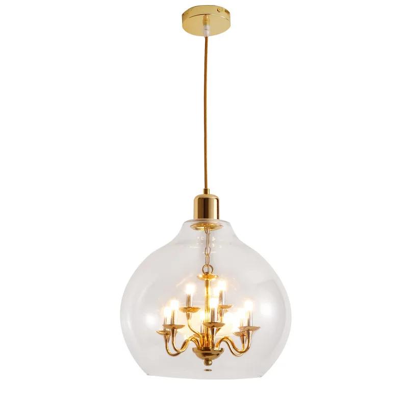 European Clear Glass Chandeliers Restaurant Bar Kitchen Bedroom Hanging Light Fixtures G9 Bulb Loft Deco Dropshipping