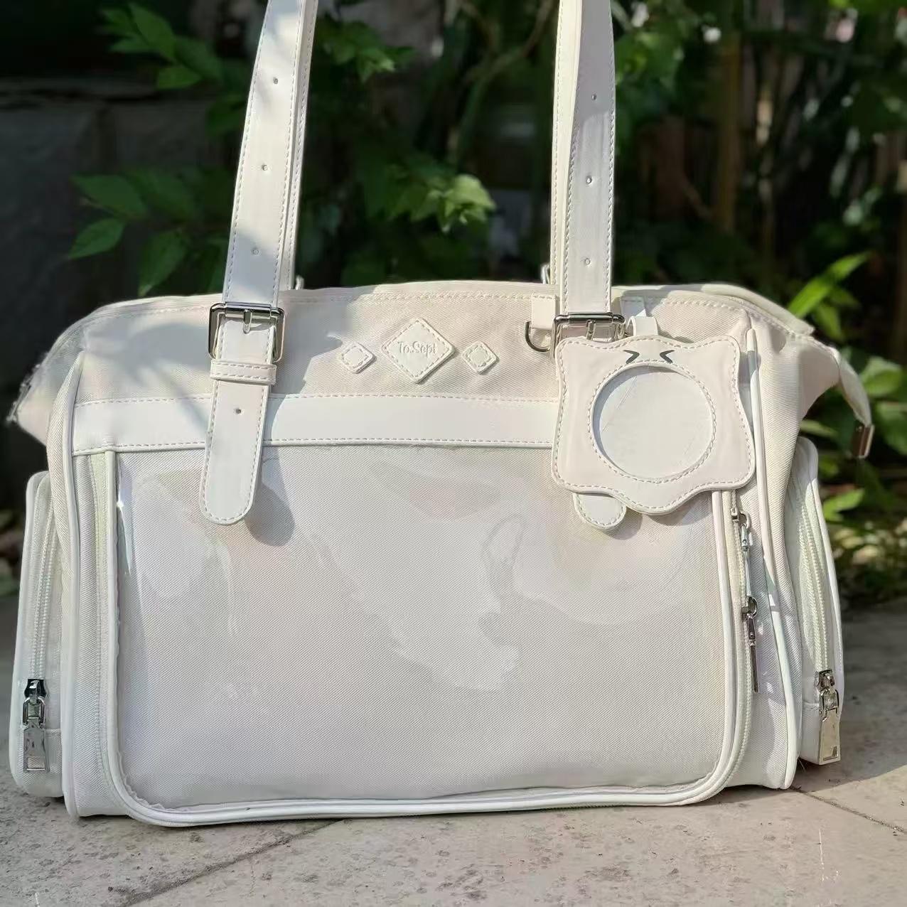 

JIAERDI Japanese Beige Ita Bag Handbag Women Harajuku Aesthetic Transparent Itabag Ladies Large Capacity Shoulder Bags 2024 New 30.5x26x12cm білий