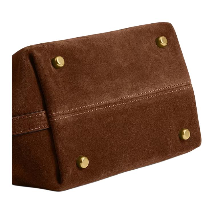 Coach Soft Empire 21 Logo Suede And Calfskin Tote Bag Small Women Handbags Brown CDZ46-B4WBR