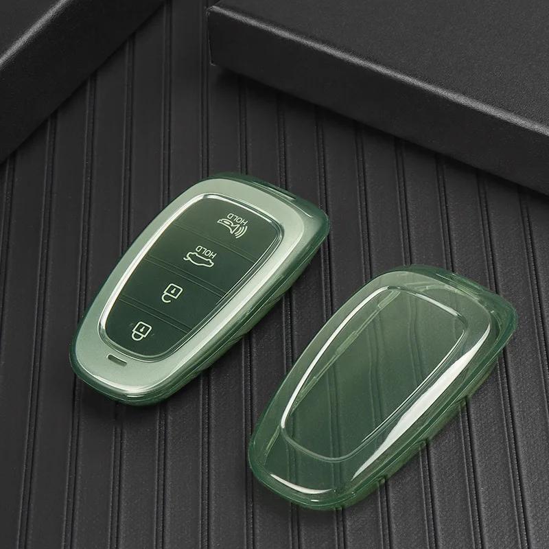 Soft Tpu Car Key Cover Transparent Case For Hyundai Elantra Grandeur Accent Solaris Sonata Palisade Kona Creta I20 I30 Ix35 Ix25