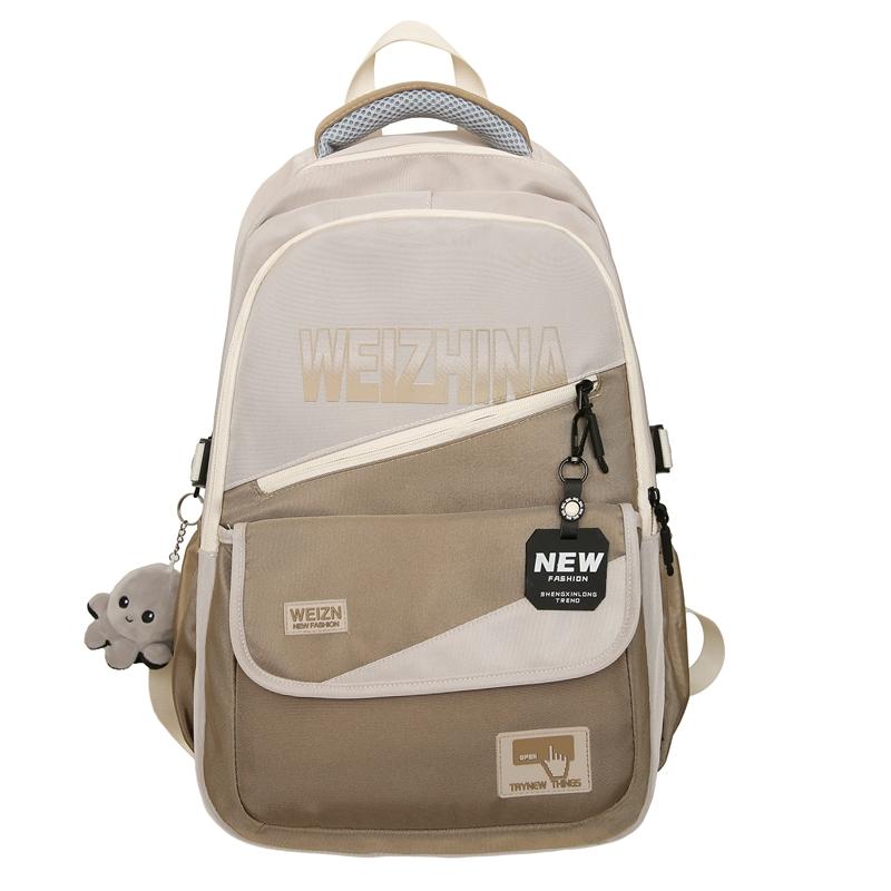 

Мужской рюкзак большой емкости в стиле кампуса, цветной блок, студенческий компьютерный дорожный рюкзак, женский рюкзак с буквами хаки