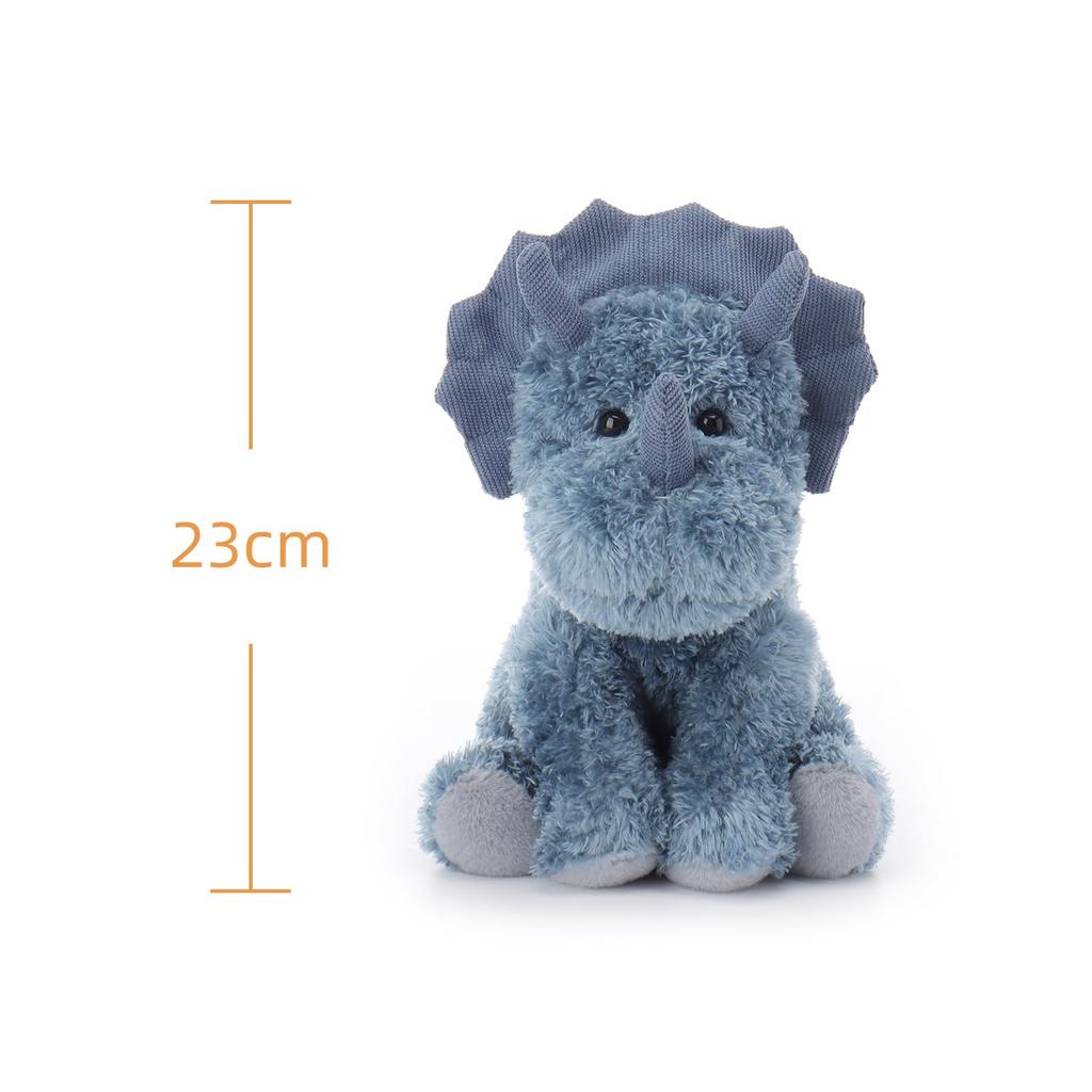 Apricot Lamb Dark Blue Triceratops Plush Toy, Soft and Cute, Fluffy Dark Blue Triceratops 23cm, Suitable for Boys and Girls