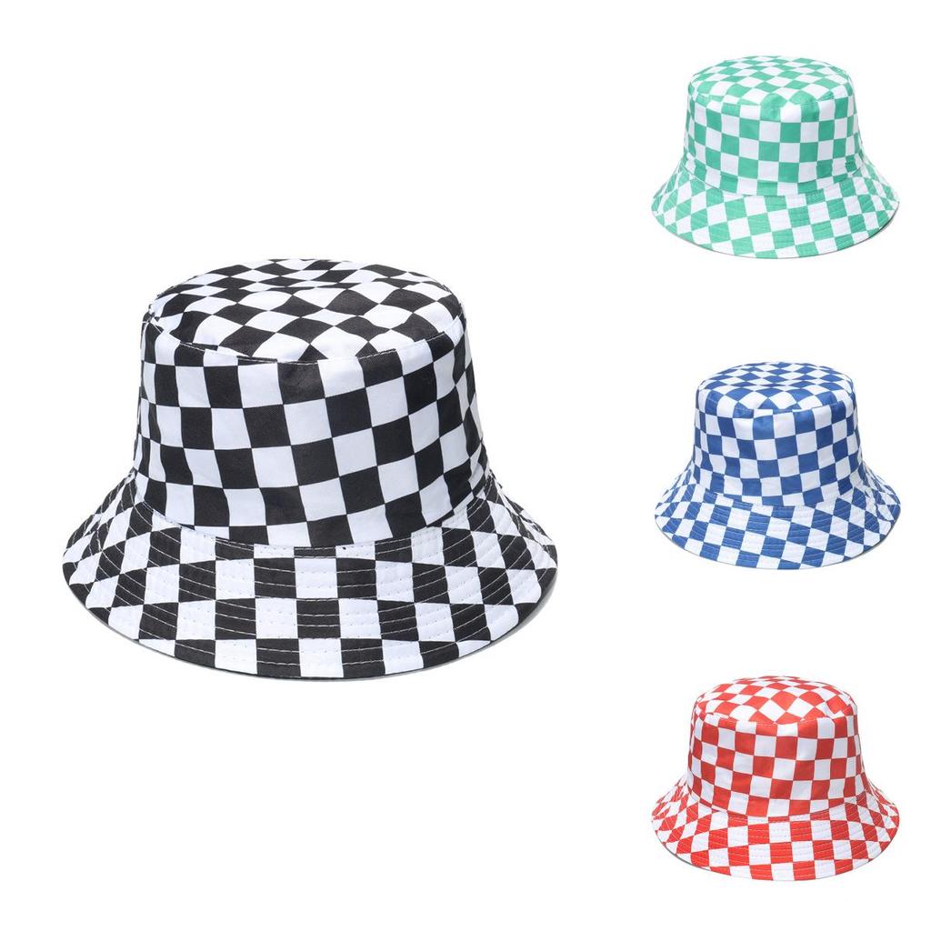 Stylish Retro Fisherman Hat Women's Sun Protection Plaid Bucket Hat Street Style