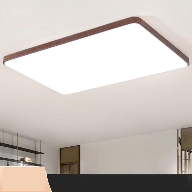 Minimalist Walnut Wood Grain LED Ceiling Lamp