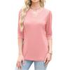 Women's Fashion 7-inch Sleeve Pullover Solid Color Top