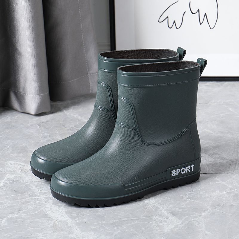 Plain Work Men s Rain Boots Winter Warm Short Fleece-lined Cheap Rubber Wellies Original Galoshes for City New Water Male Shoes 40
