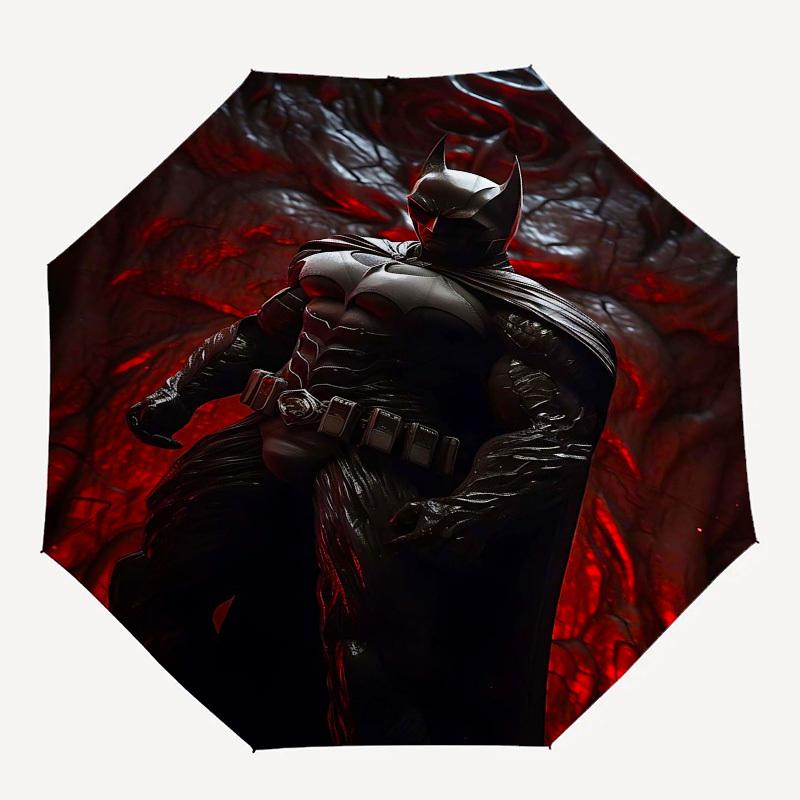

1pc Batman, Dark Knight Automatic Folding Umbrella - Compact 8-Rib Design, Durable Plastic & Iron1429L